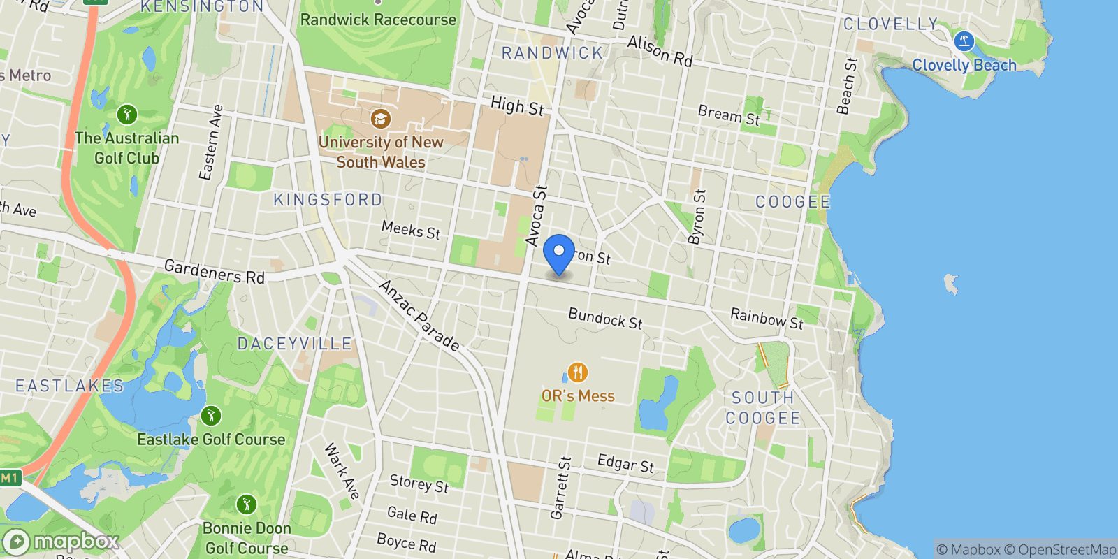 Map showing 142 Rainbow Street, Randwick, AUSTRALIA, Randwick, New South Wales, Australia.
