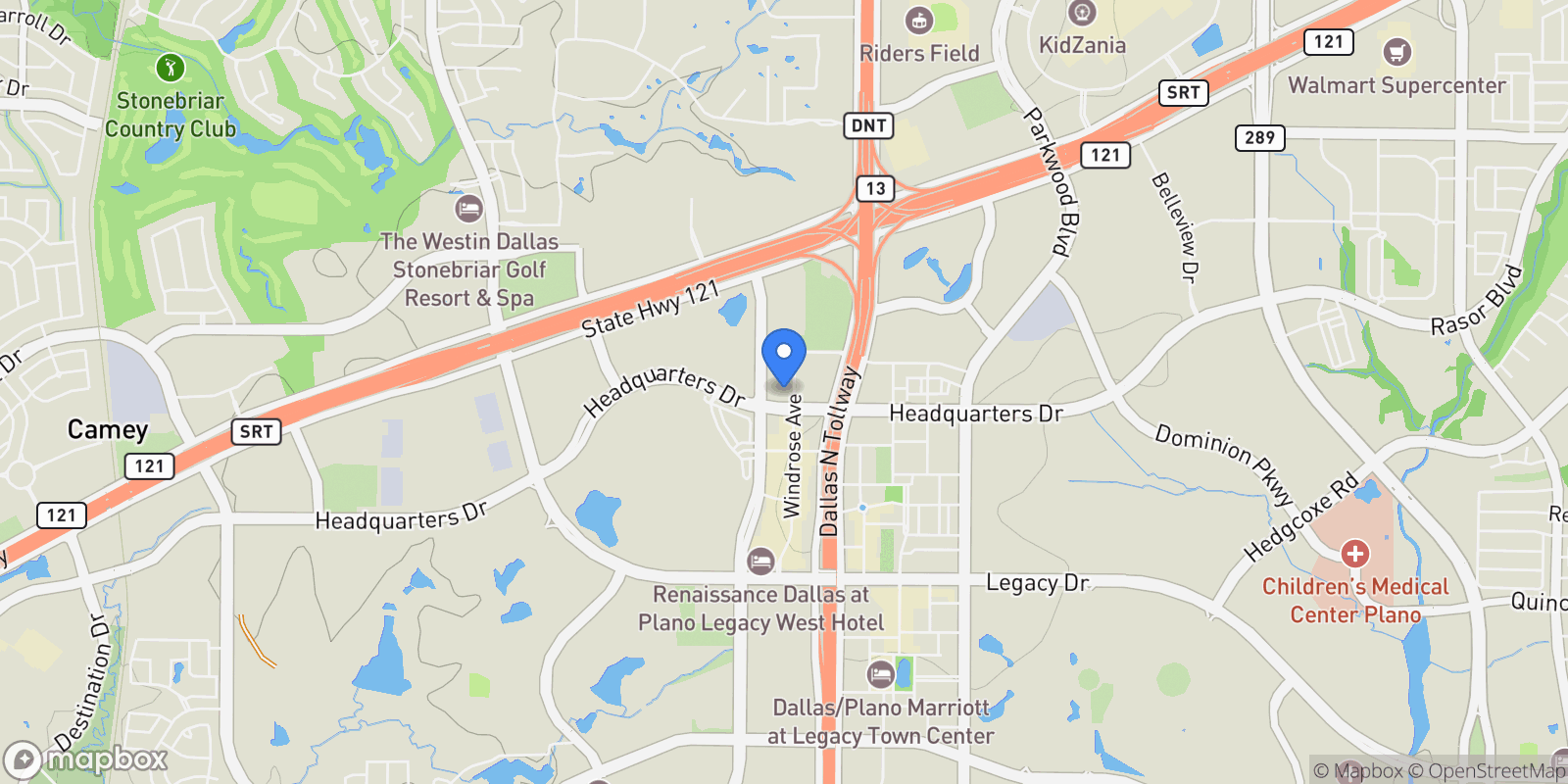 Map showing 7901 Windrose Avenue Unit 1403, Plano, TX 75024, Frisco, Texas, United States.