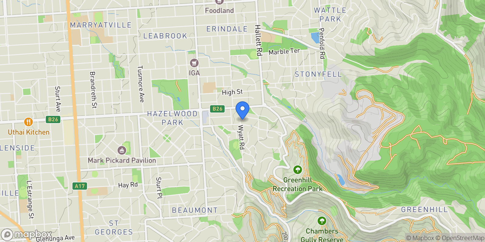 Map showing 20 Wyatt Road, Burnside, AUSTRALIA, Burnside, South Australia, Australia.