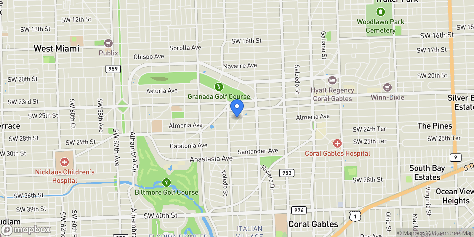 Map showing 718 Valencia Ave 206, Coral Gables, Florida, United States.