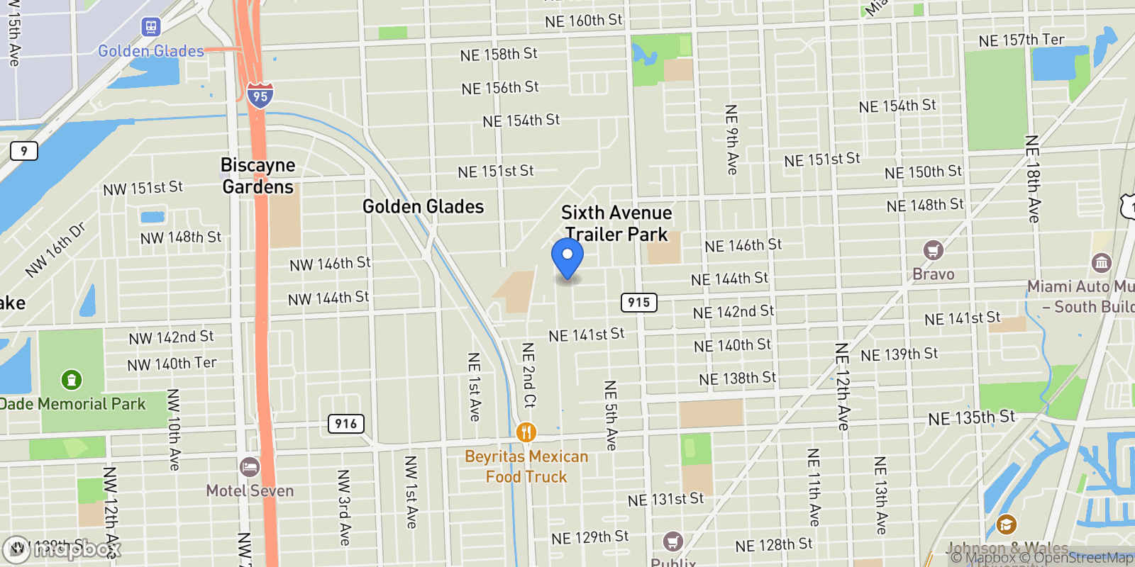 Map showing 14400 NE 4th Ave, Miami, Florida, United States.