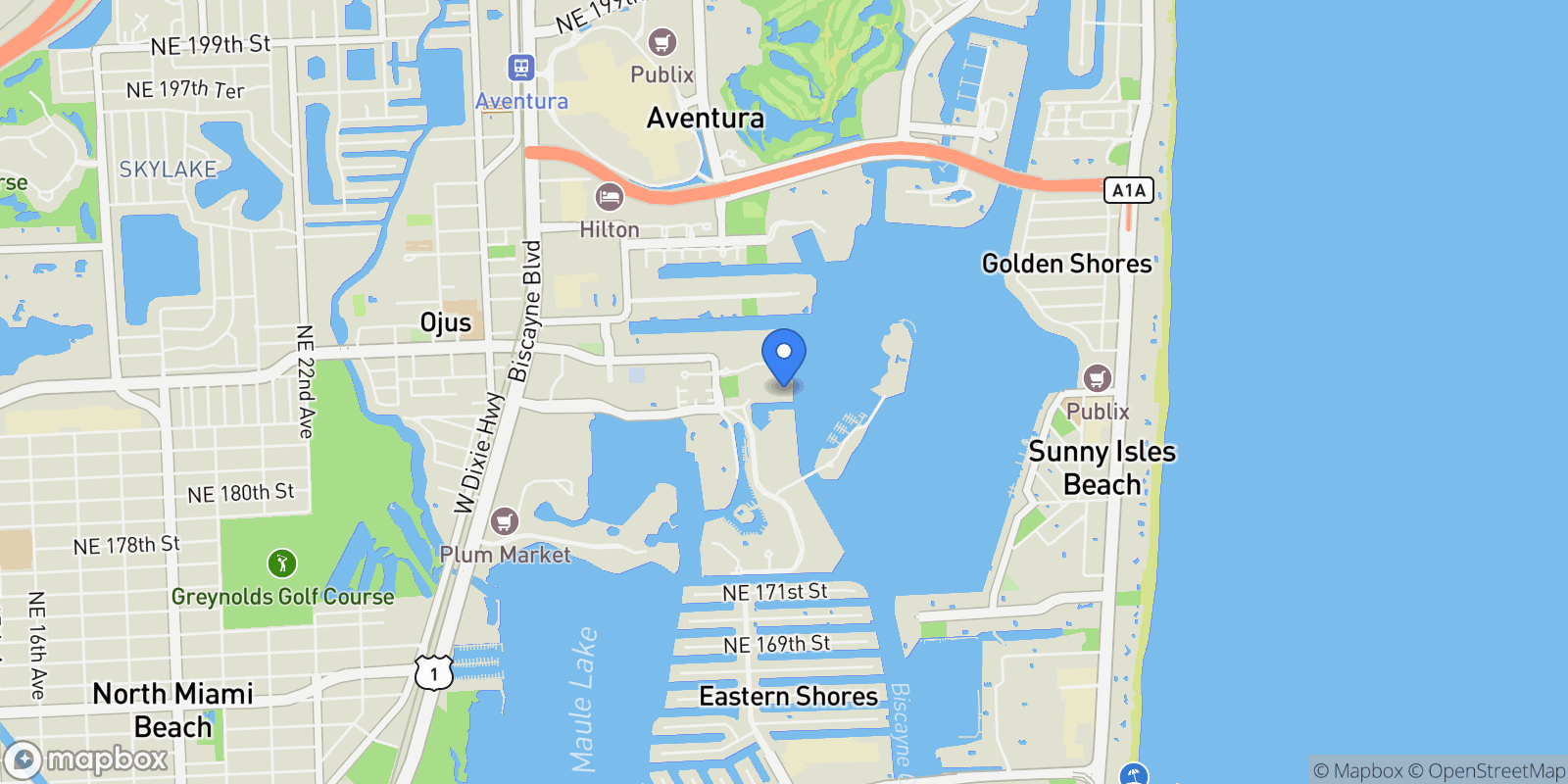 Map showing 3201 NE 183rd St 1705, Golden Beach, Florida, United States.