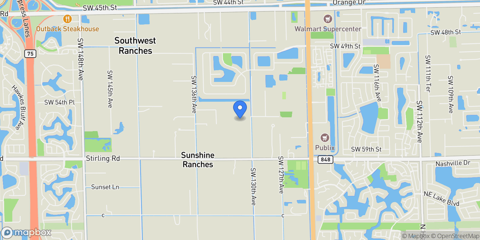 Map showing 5671 SW 130th Ave, Southwest Ranches, Florida, United States.