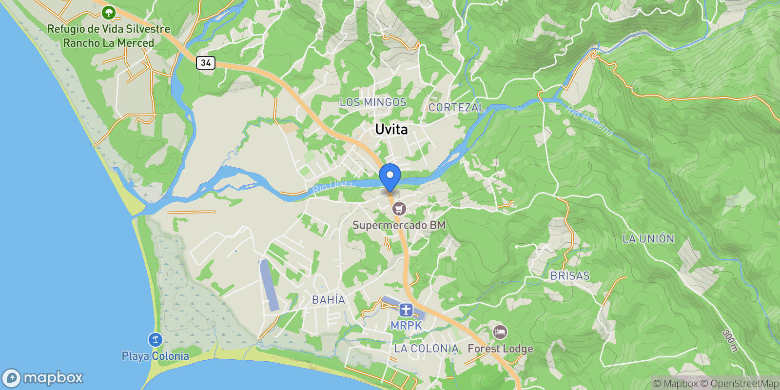 Map showing 5787+X95, Puntarenas Province, Uvita, Costa Rica, Uvita, Puntarenas Province, Costa Rica.