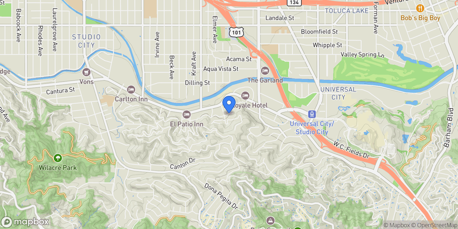 Map showing 11268 Sunshine Terrace , Studio City, CA 91604, Los Angeles, California, United States.
