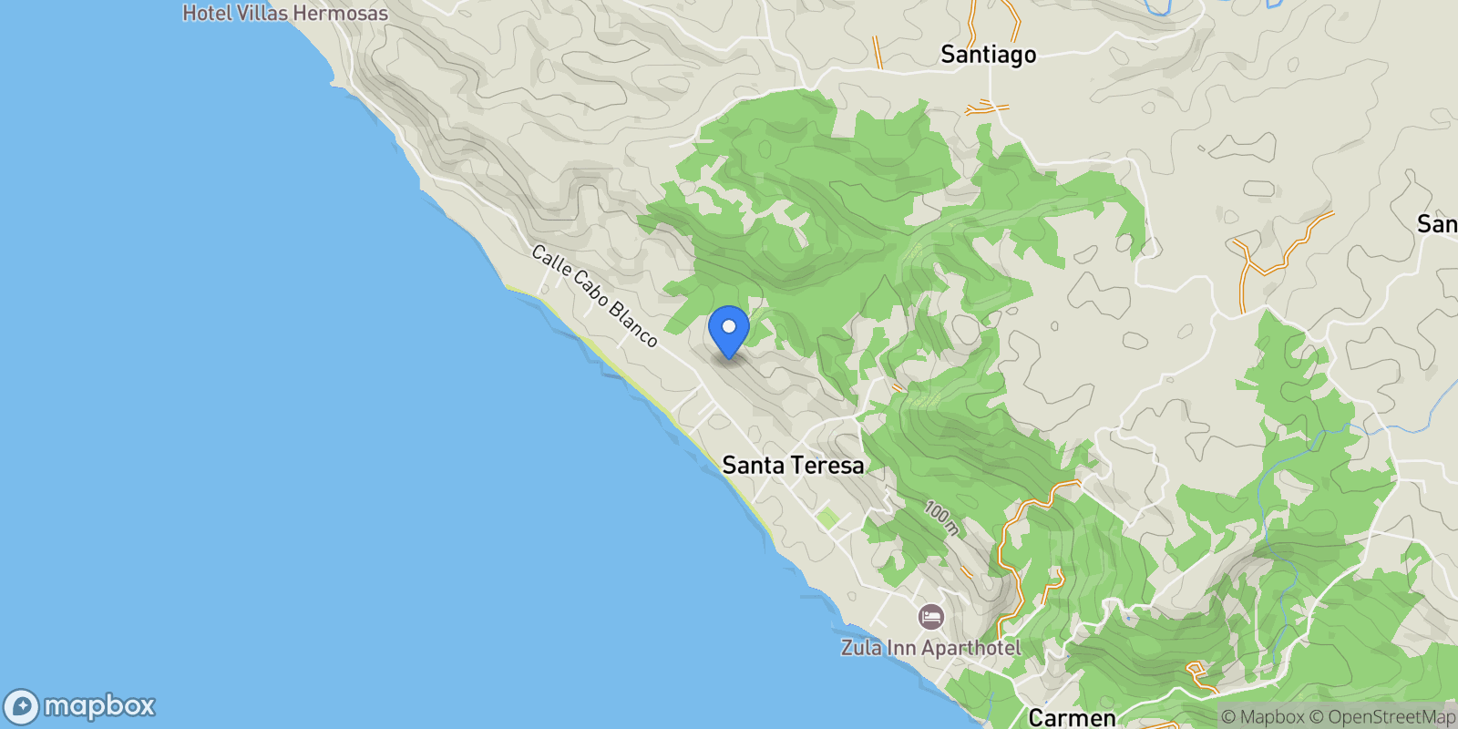 Map showing Santa Teresa Beach, Puntarenas Province, Puntarenas, Costa Rica, Santa Teresa Beach, Puntarenas Province, Costa Rica.