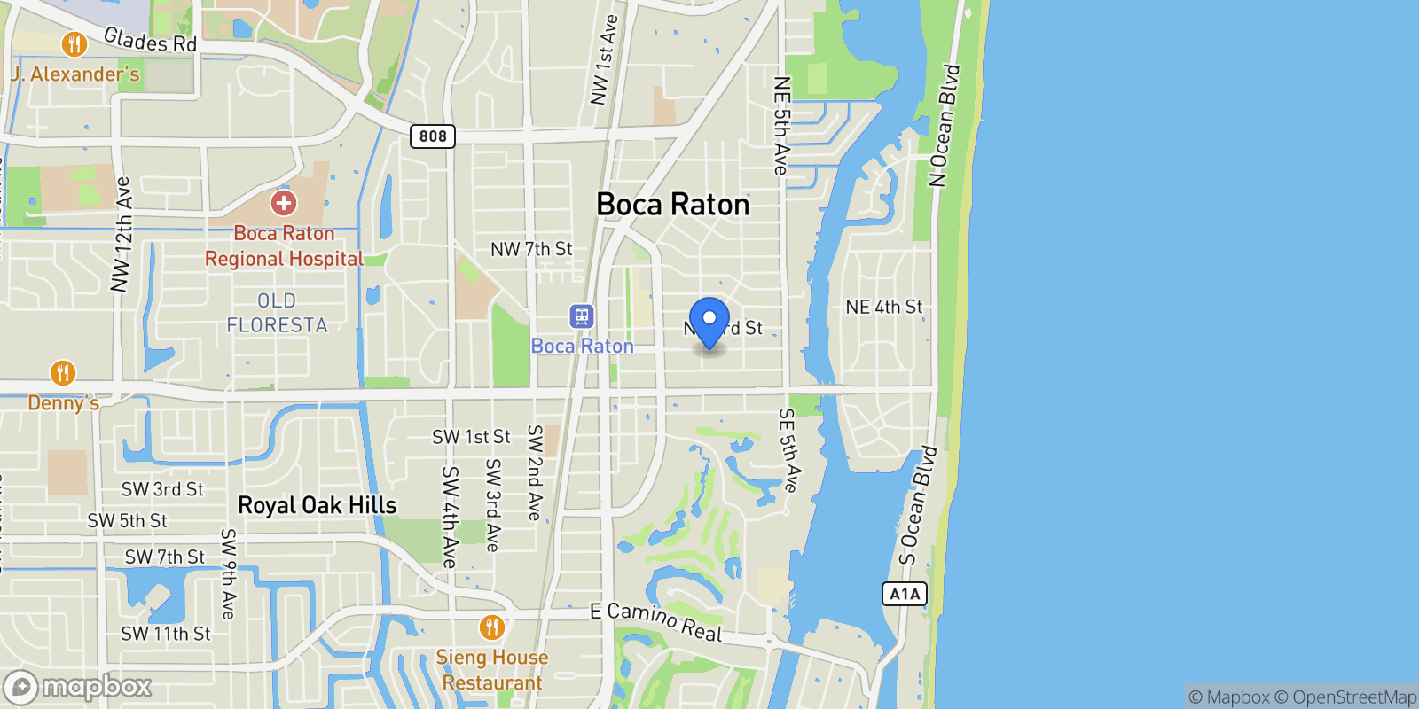 Map showing 310 NE 2nd St, Boca Raton, Florida, United States.