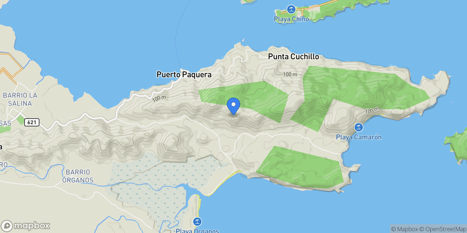 Map showing R4F3+9H9, Provincia de Puntarenas, Paquera, Costa Rica, Paquera, Puntarenas Province, Costa Rica.