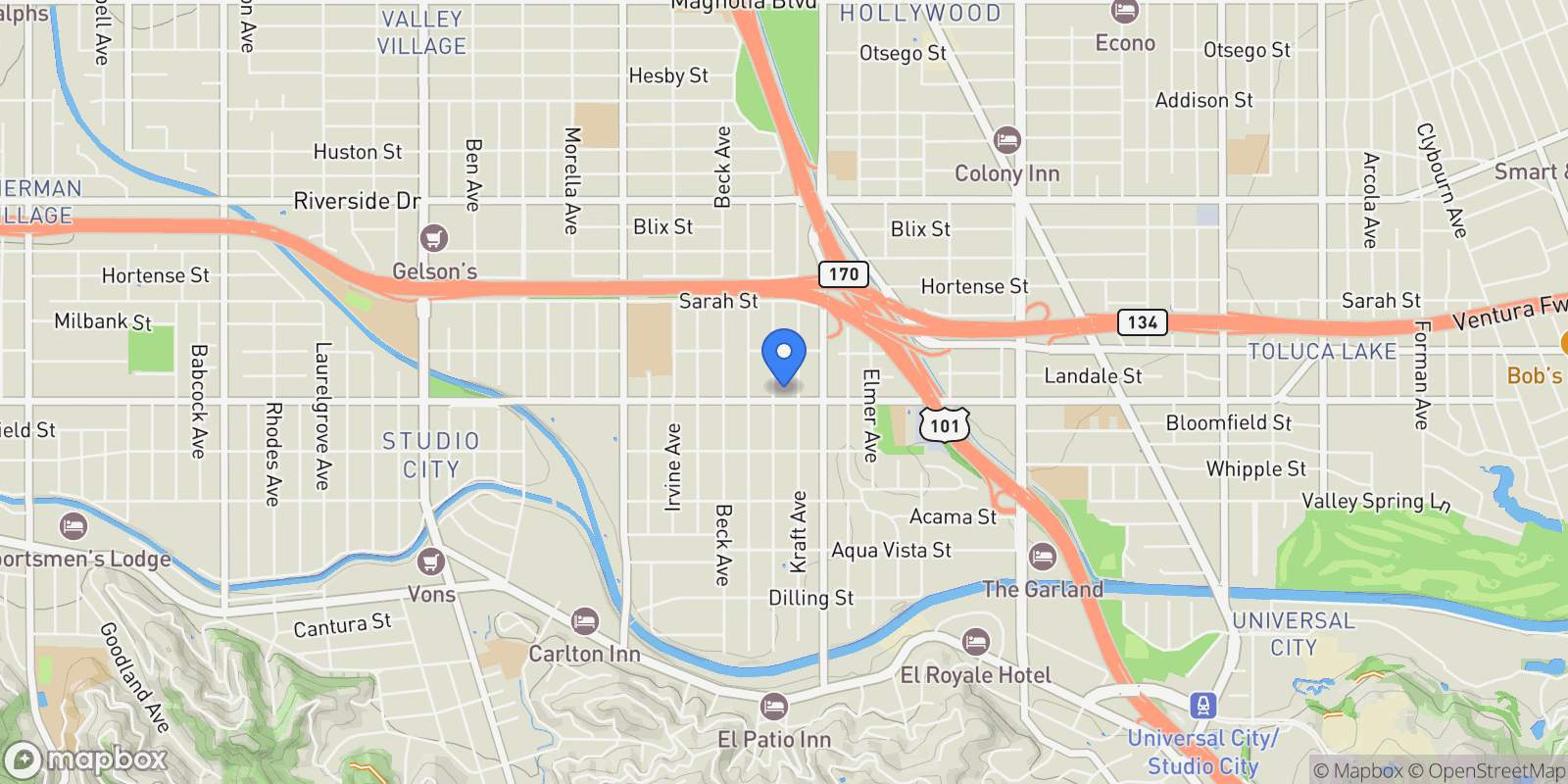 Map showing 11445 Moorpark Street Unit 8, North Hollywood, CA 91602, Los Angeles, California, United States.