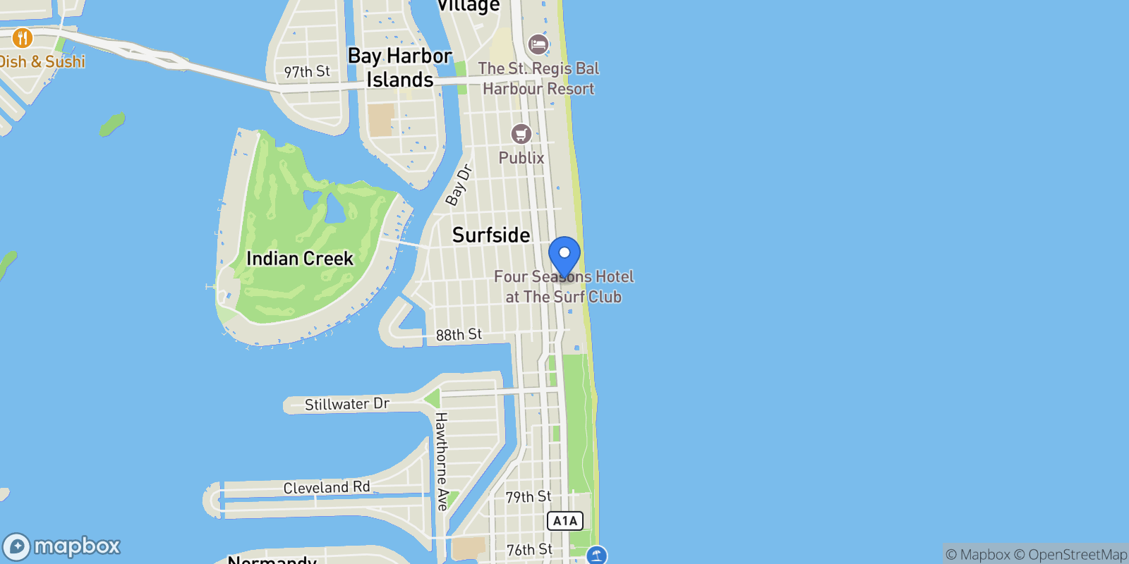 Map showing 8955 Collins Ave 402, Bal Harbour, Florida, United States.