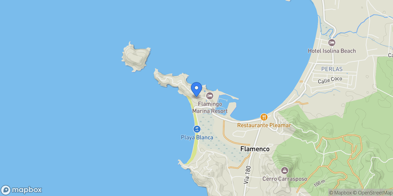 Map showing C6R4+8XC, Provincia de Guanacaste, Playa Flamingo, Costa Rica, Playa Flamingo, Guanacaste Province, Costa Rica.