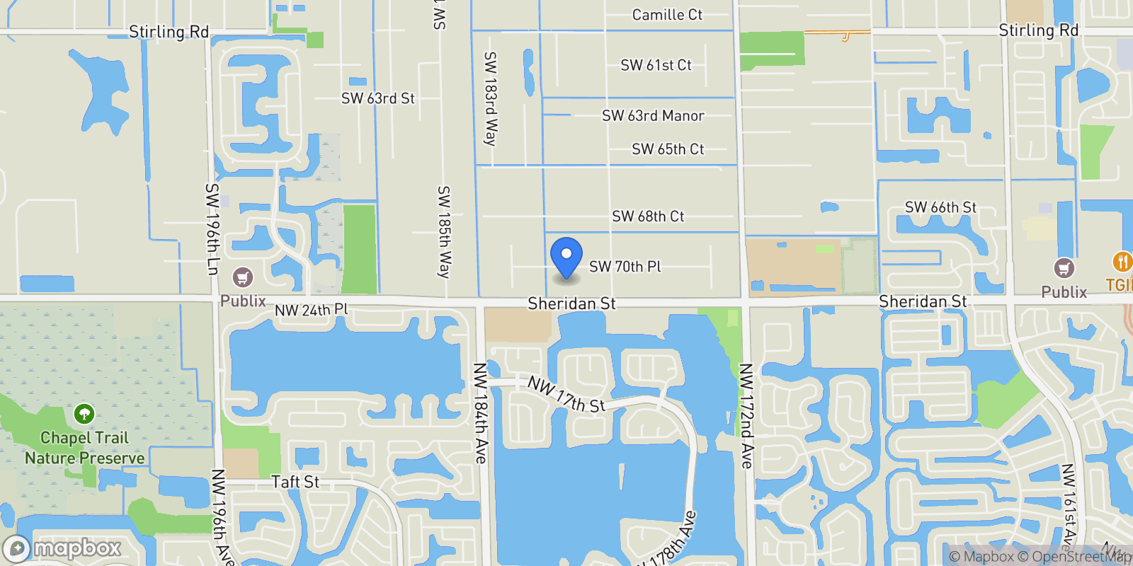 Map showing 17900 SW 70th Pl, Southwest Ranches, Florida, United States.