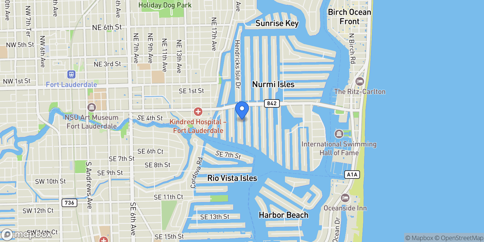 Map showing 416 Coconut Isle Dr, Fort Lauderdale, Florida, United States.