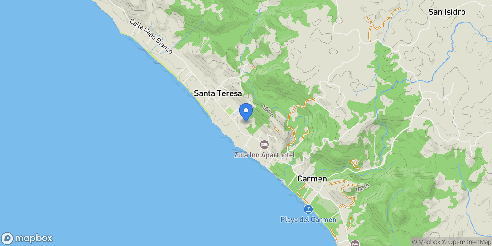 Map showing Santa Teresa, Provincia de Puntarenas, Puntarenas, Costa Rica, Santa Teresa, Puntarenas Province, Costa Rica.