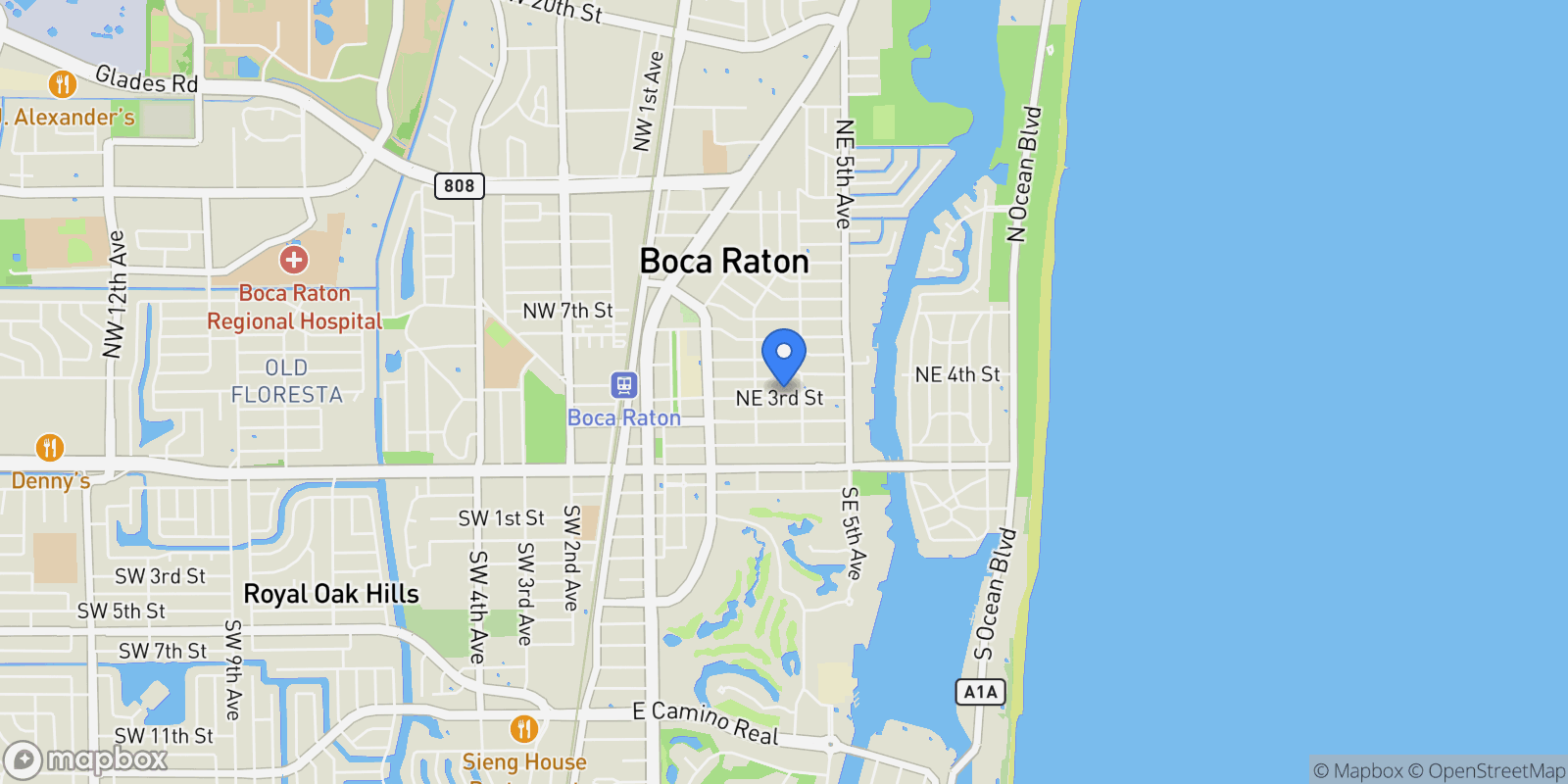 Map showing 365 NE 3rd St, Boca Raton, Florida, United States.