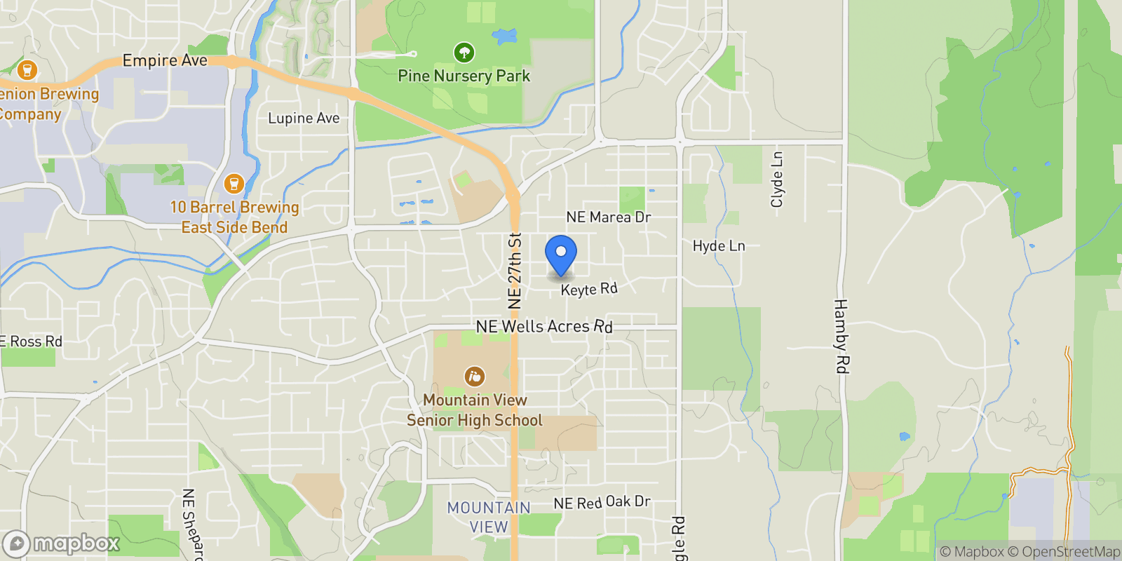 Map showing 2807 NE Spring Water Place , Bend, OR 97701, Bend, Oregon, United States.
