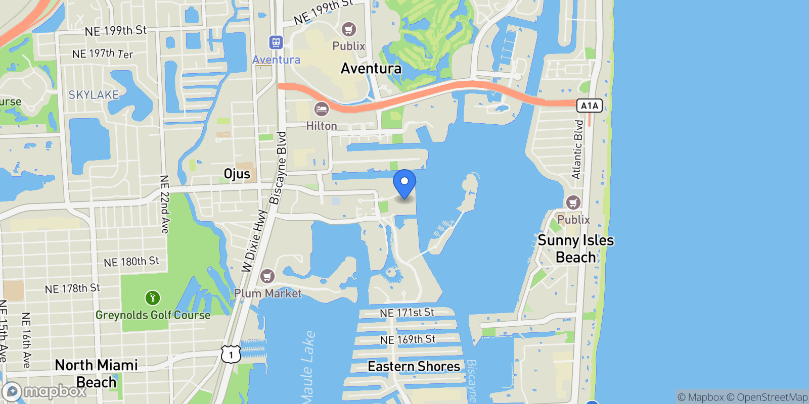 Map showing 3301 NE 183rd St 2509, Golden Beach, Florida, United States.