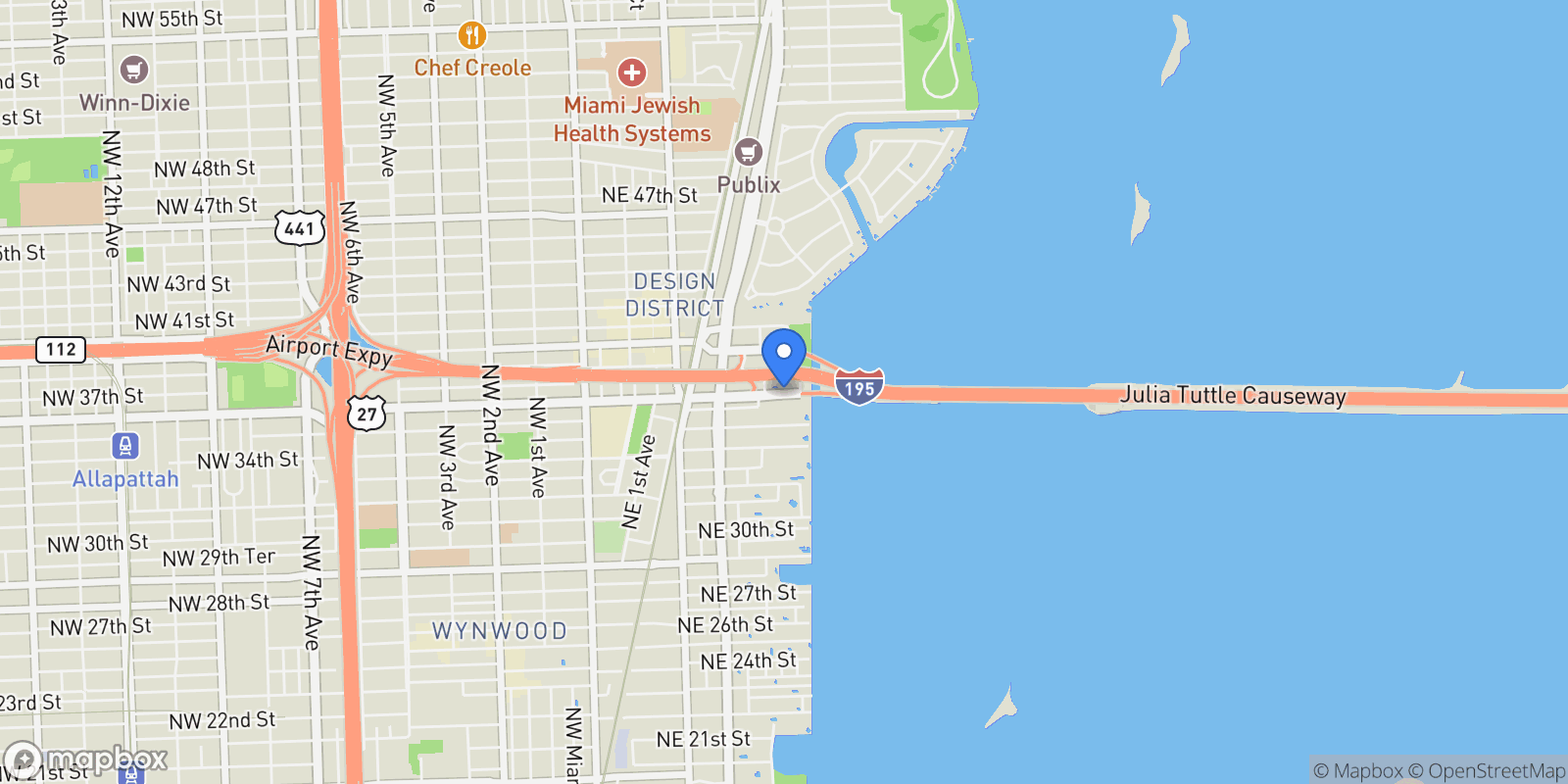 Map showing 601 NE 36th St 2312, Miami, Florida, United States.