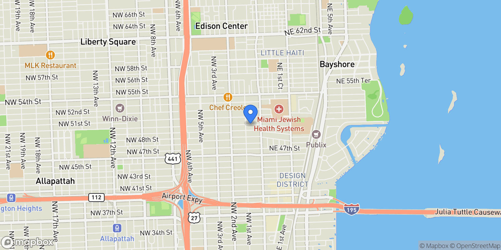 Map showing 66 NW 50th St, Miami, Florida, United States.