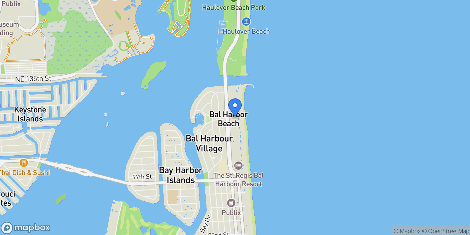 Map showing 10201 Collins Ave 1803, Bal Harbour, Florida, United States.
