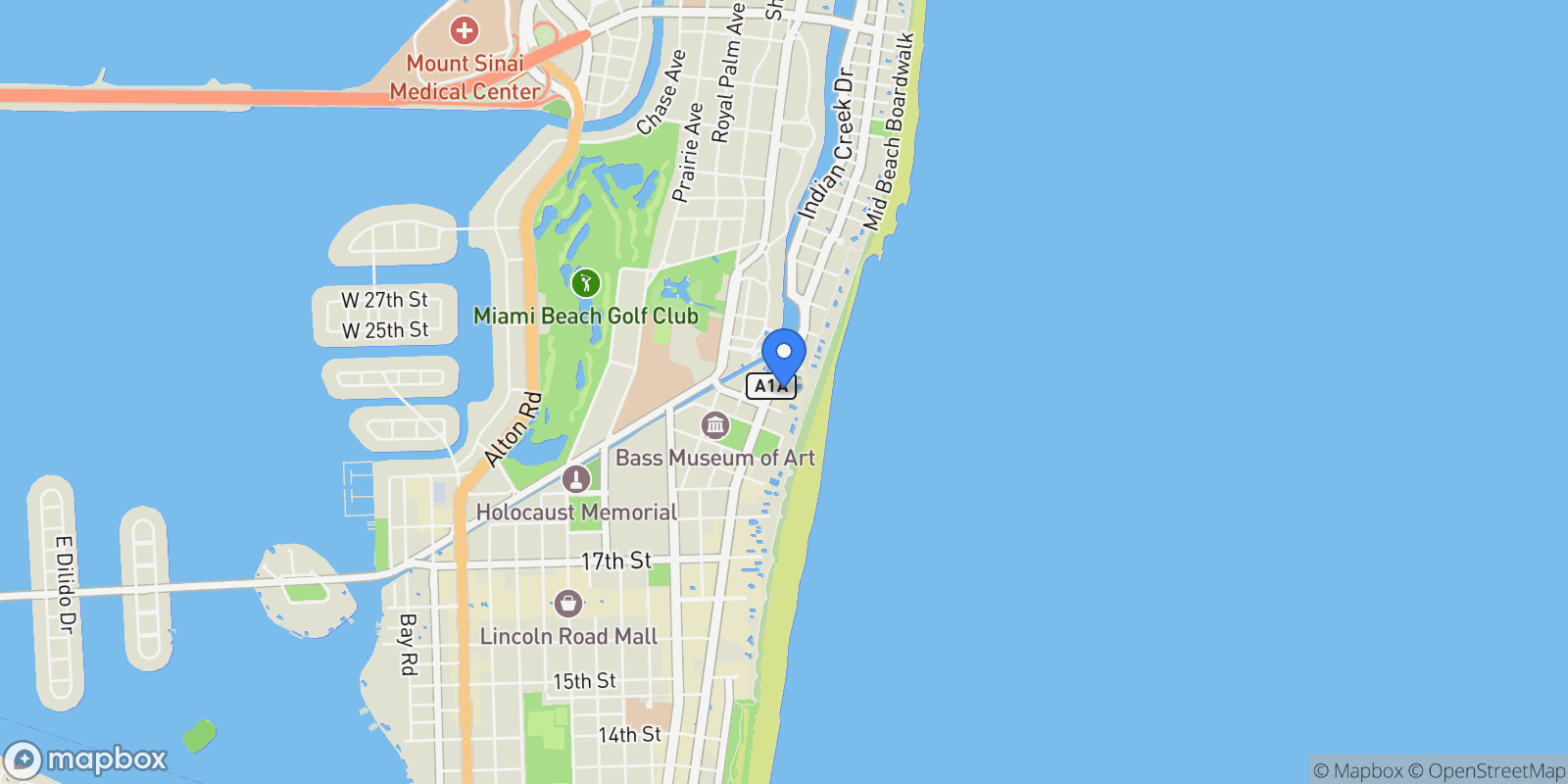 Map showing 2301 Collins Ave 634/635, Miami Beach, Florida, United States.