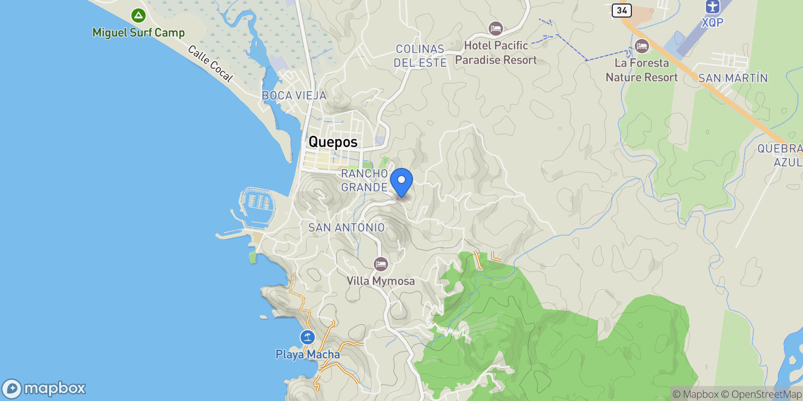 Map showing Puntarenas Province, Quepos Puerto Quepos Puntarenas CR, Provincia de Puntarenas, Quepos, 60601, Costa Rica, Quepos, Puntarenas Province, Costa Rica.