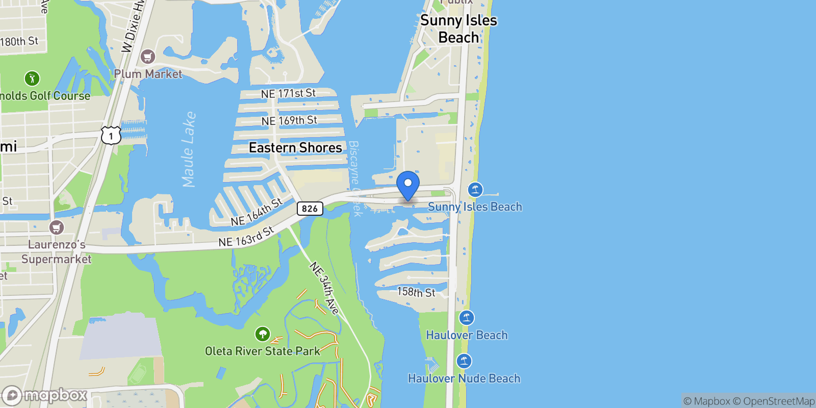 Map showing 330 S Sunny Isles Blvd. 1502, Golden Beach, Florida, United States.