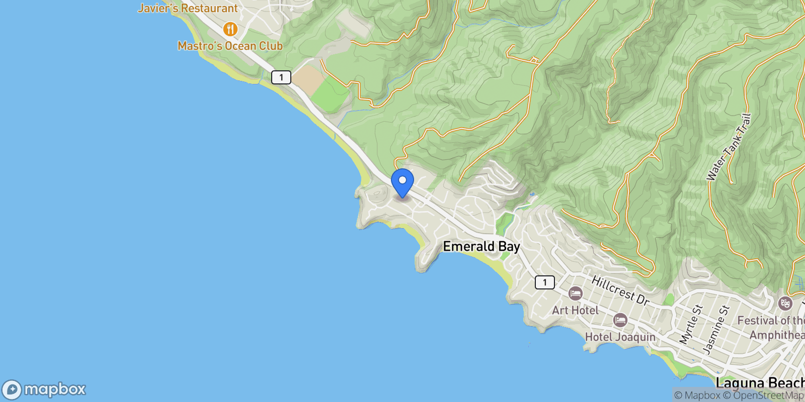 Map showing 2538 Monaco Drive, Laguna Beach, California, United States.