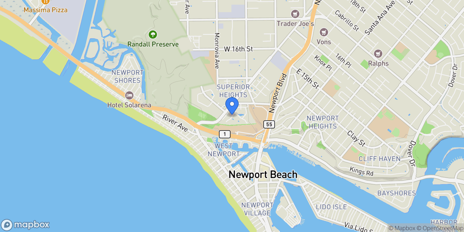 Map showing 200 Paris Lane 111, Newport Beach, California, United States.