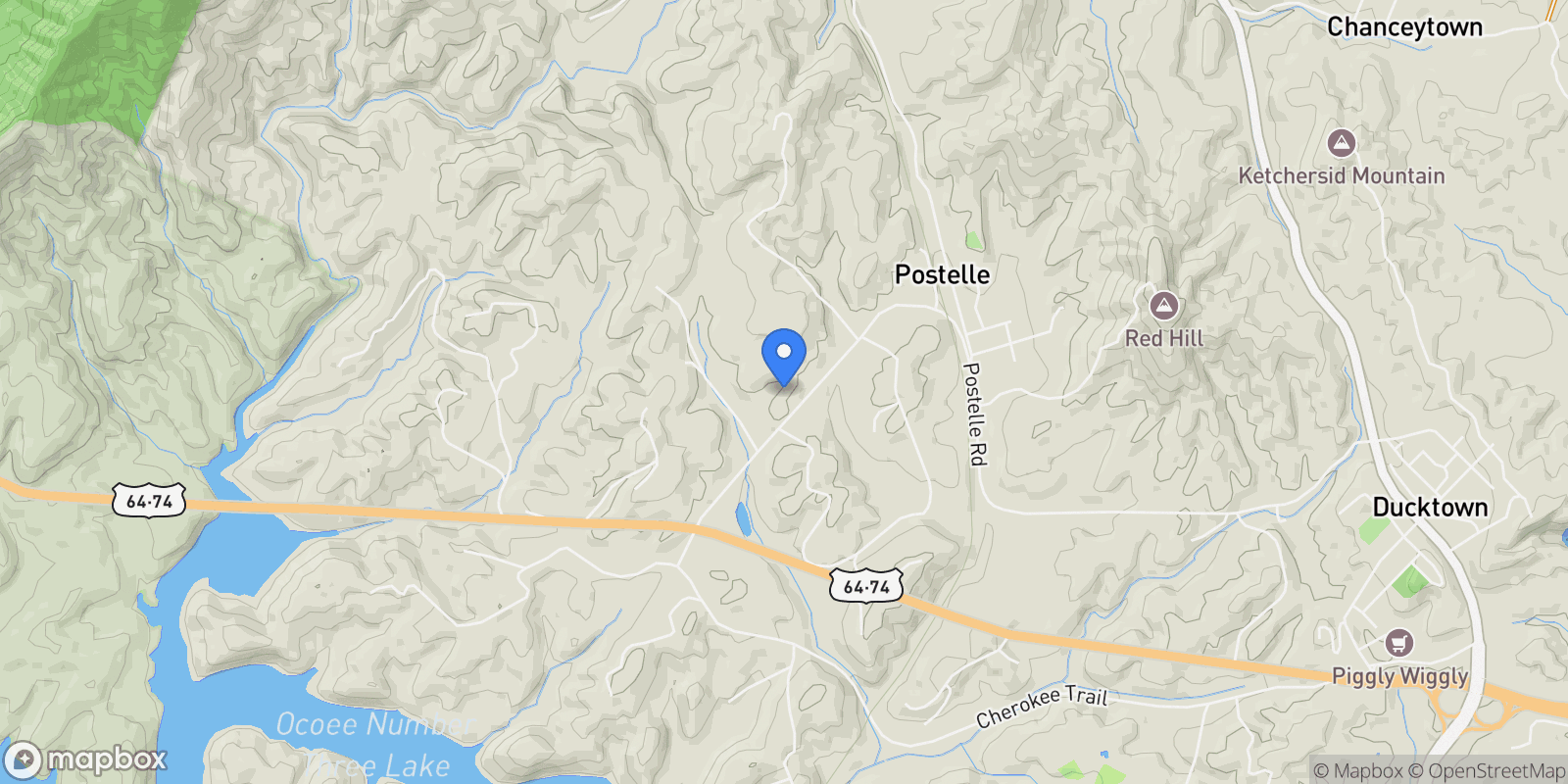 Map showing 271 Postelle Road, Copperhill, Tennessee, United States.