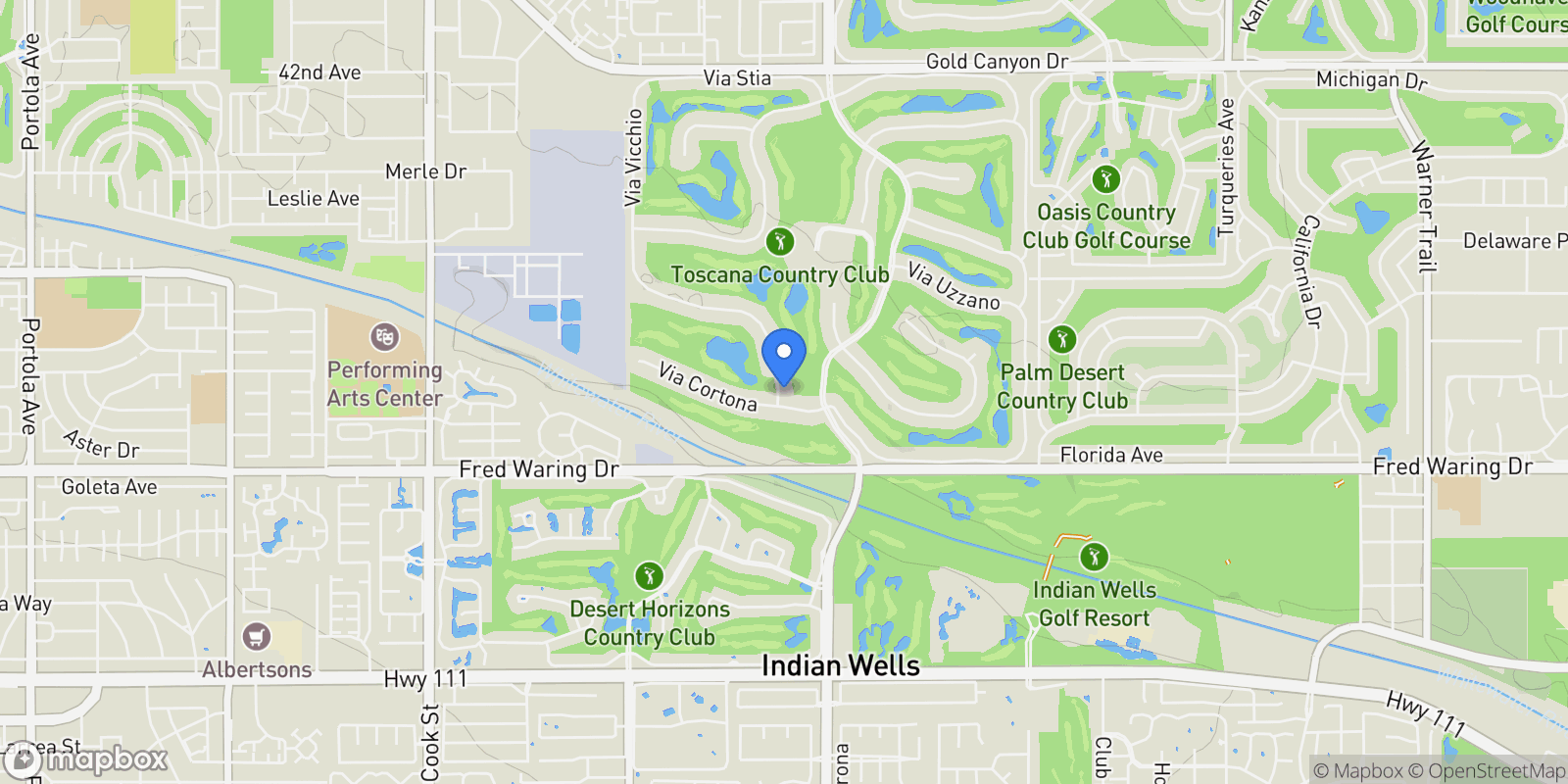 Map showing 43360 Via Siena, Indian Wells, California, United States.