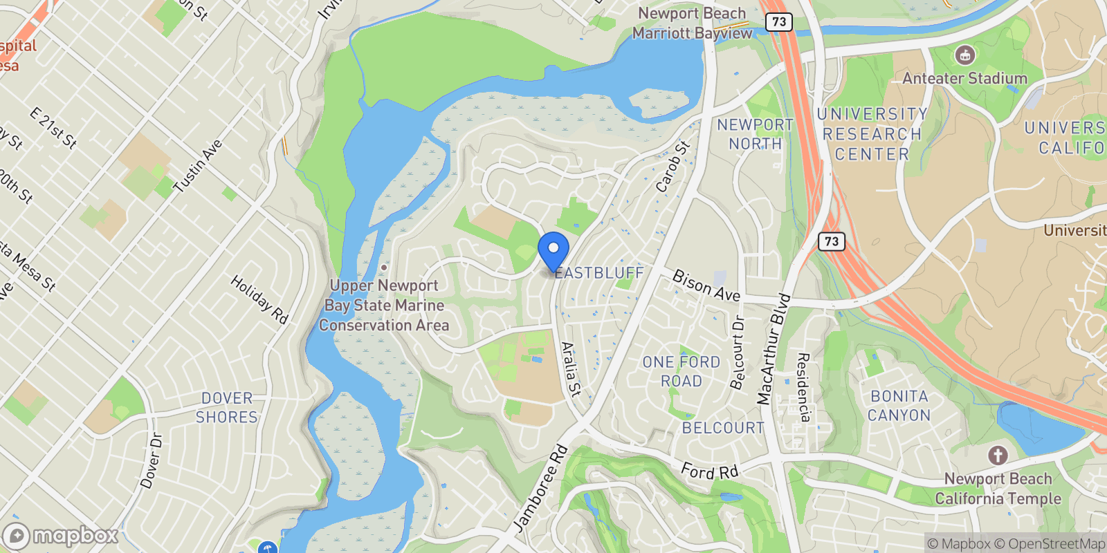 Map showing 2428 Vista Hogar, Newport Beach, California, United States.