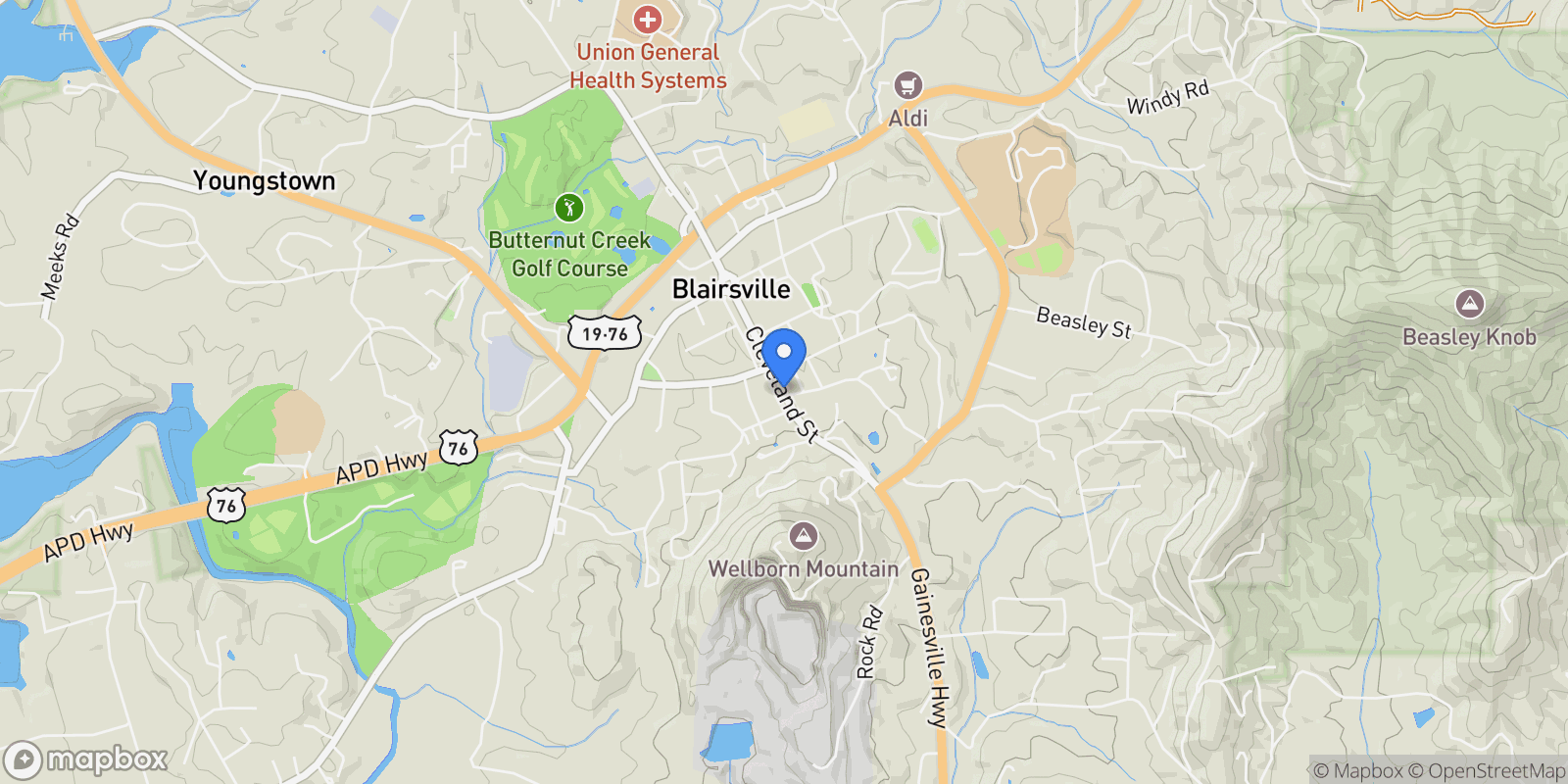 Map showing 41AC Loving Road, Blairsville, Georgia, United States.