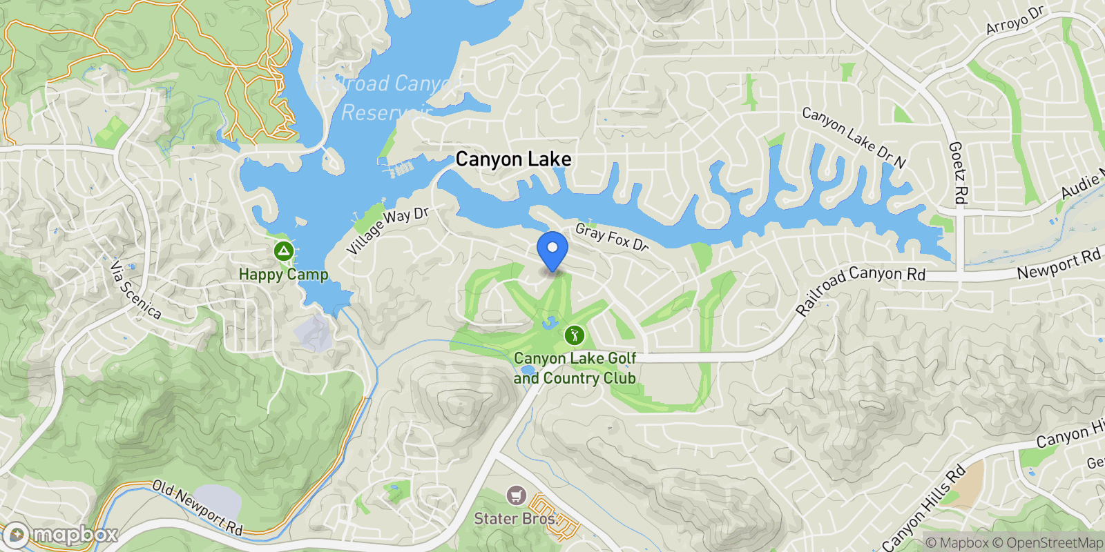 Map showing 22883 Calcutta Drive, Canyon Lake, California, United States.