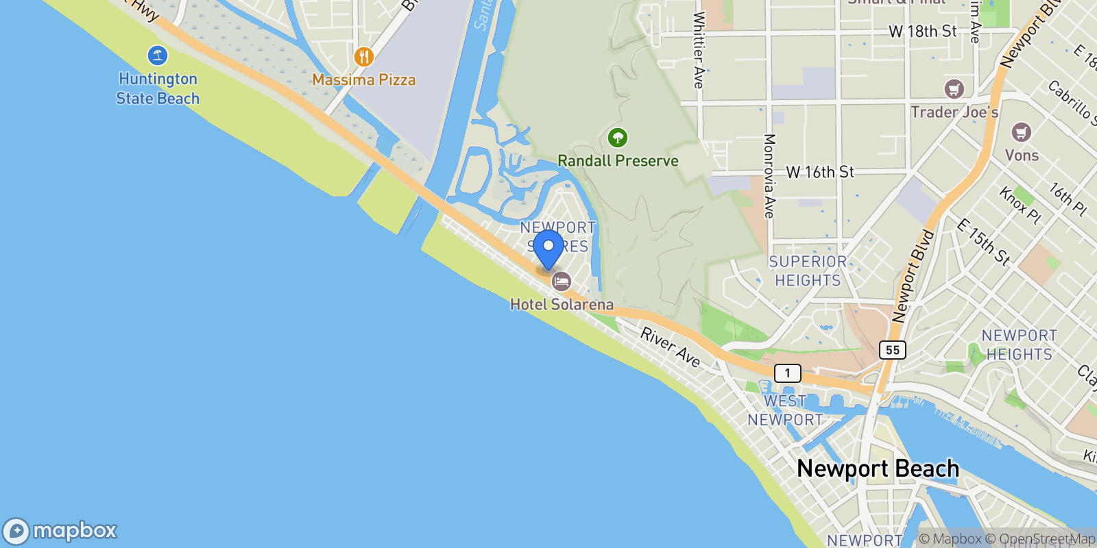 Map showing 203 Cedar Street A & B, Newport Beach, California, United States.