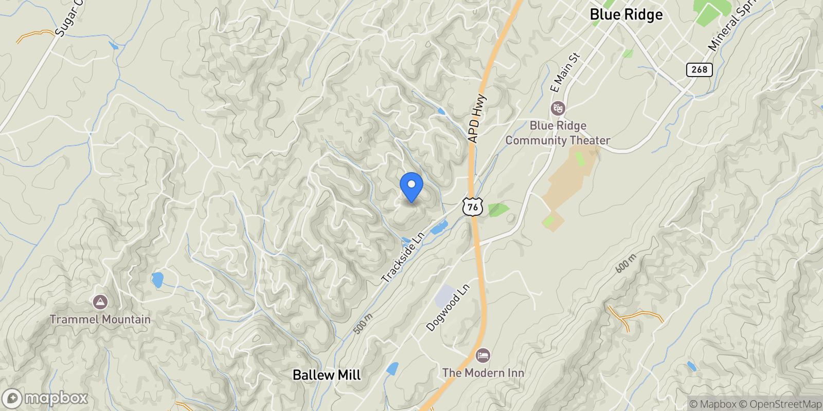 Map showing 201 Minnehaha Trail, Blue Ridge, Georgia, United States.