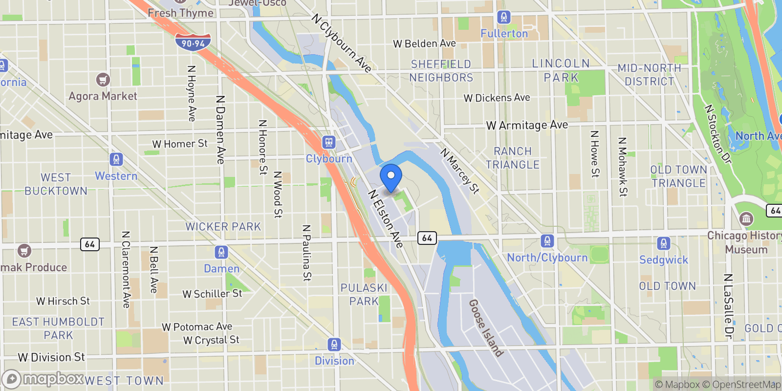Map showing 2393 Ada Street, Chicago, Illinois, United States.