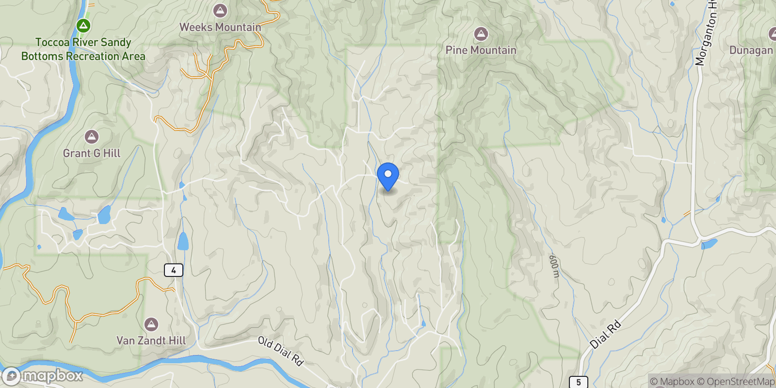 Map showing 212 Dogpatch Lane, Blue Ridge, Georgia, United States.