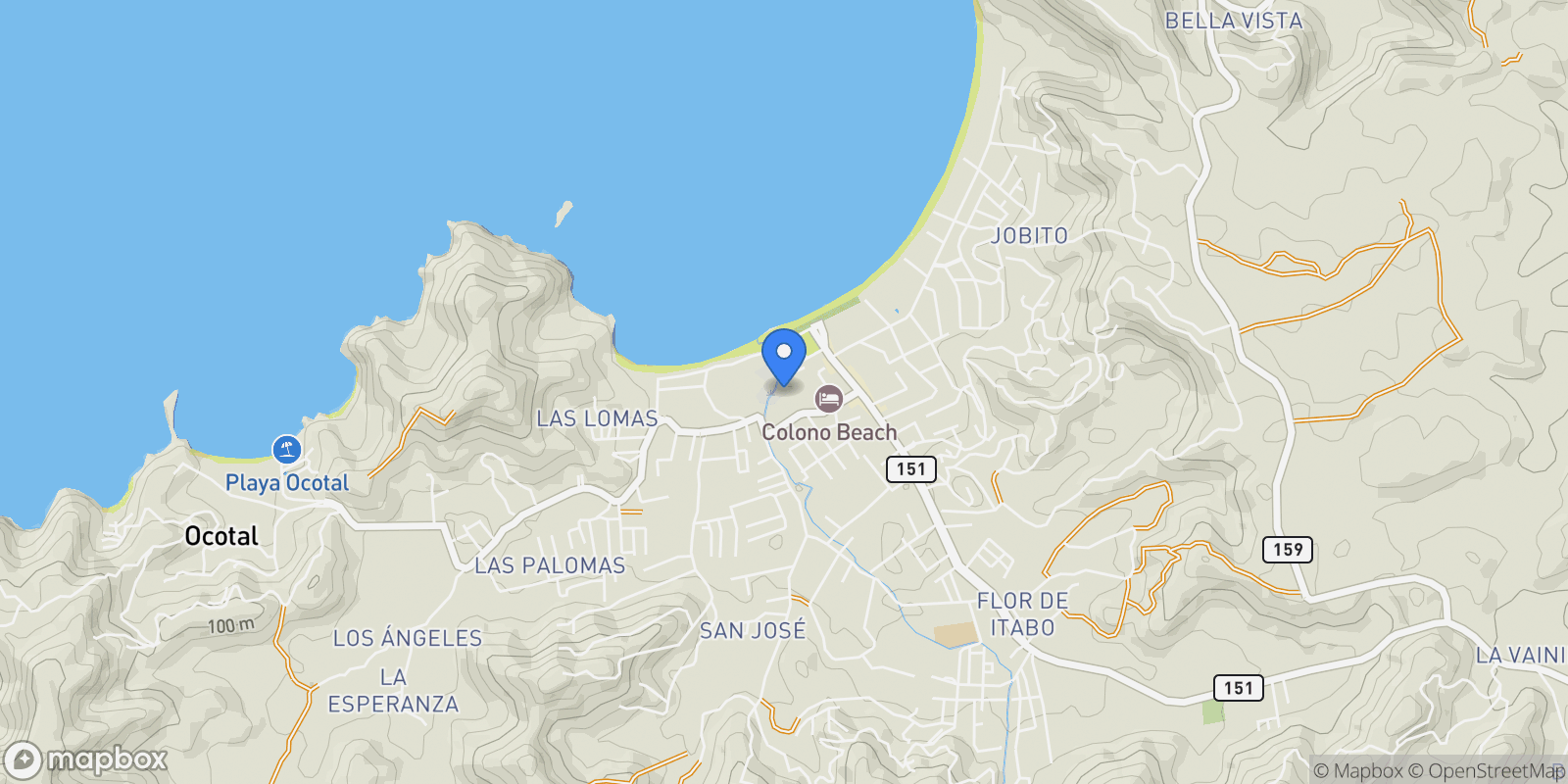 Map showing Coco, Guanacaste Province, Costa Rica.