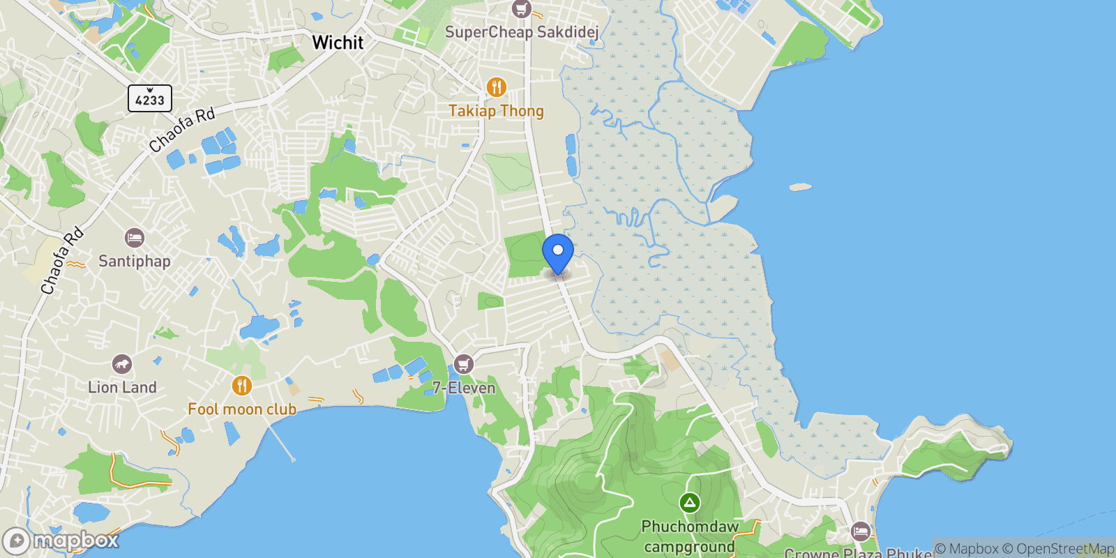 Map showing Mueang Phuket District, Wichit, Phuket, Thailand.