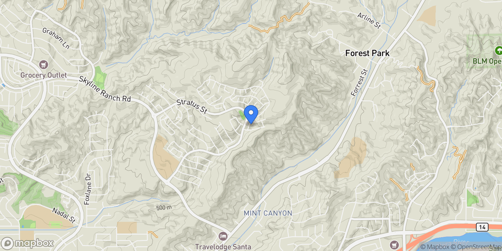 Map showing 28618 Bloom, Santa Clarita, California, United States.