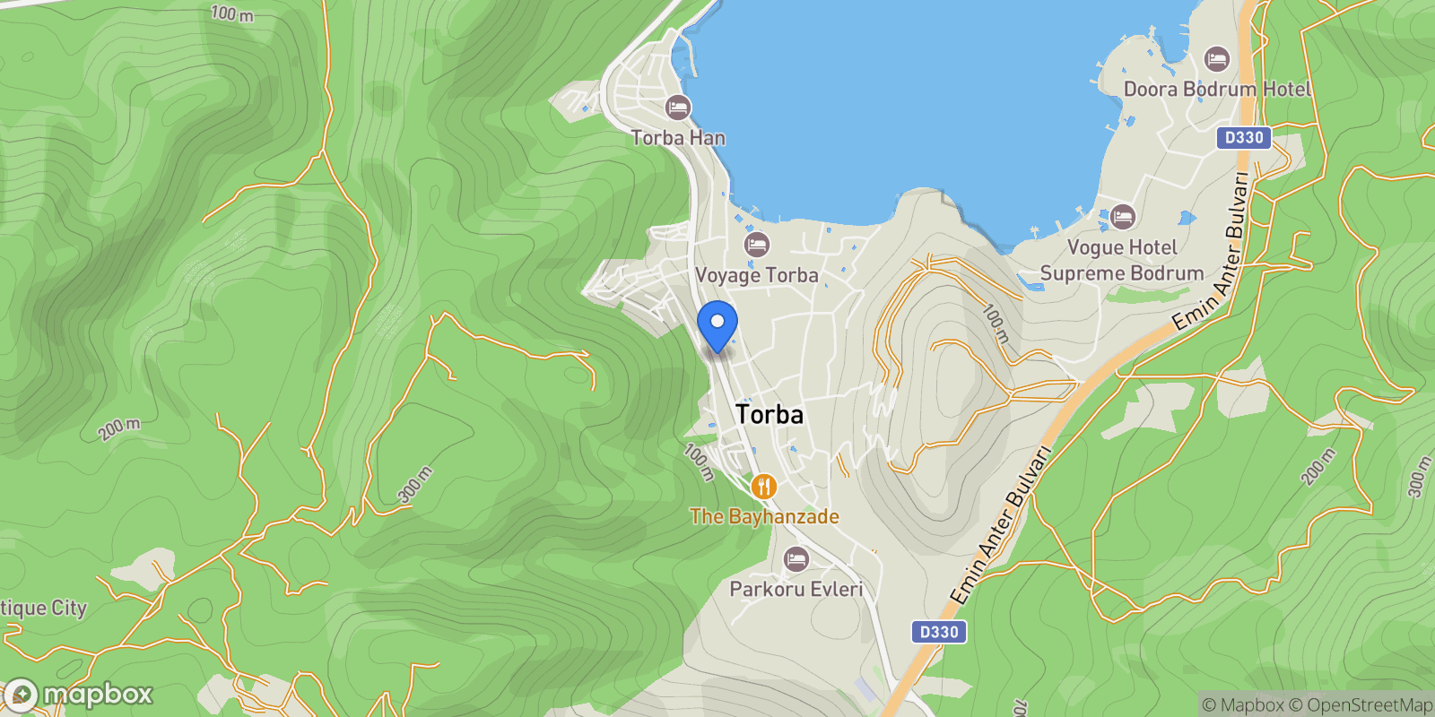 Map showing Torba, Bodrum, Torba, Muğla, Turkey.
