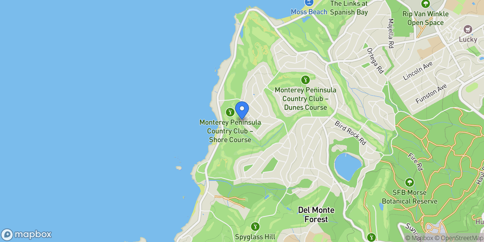 Map showing 1016 Rodeo Rd, Pebble Beach, CA 93953, Del Monte Forest, California, United States.