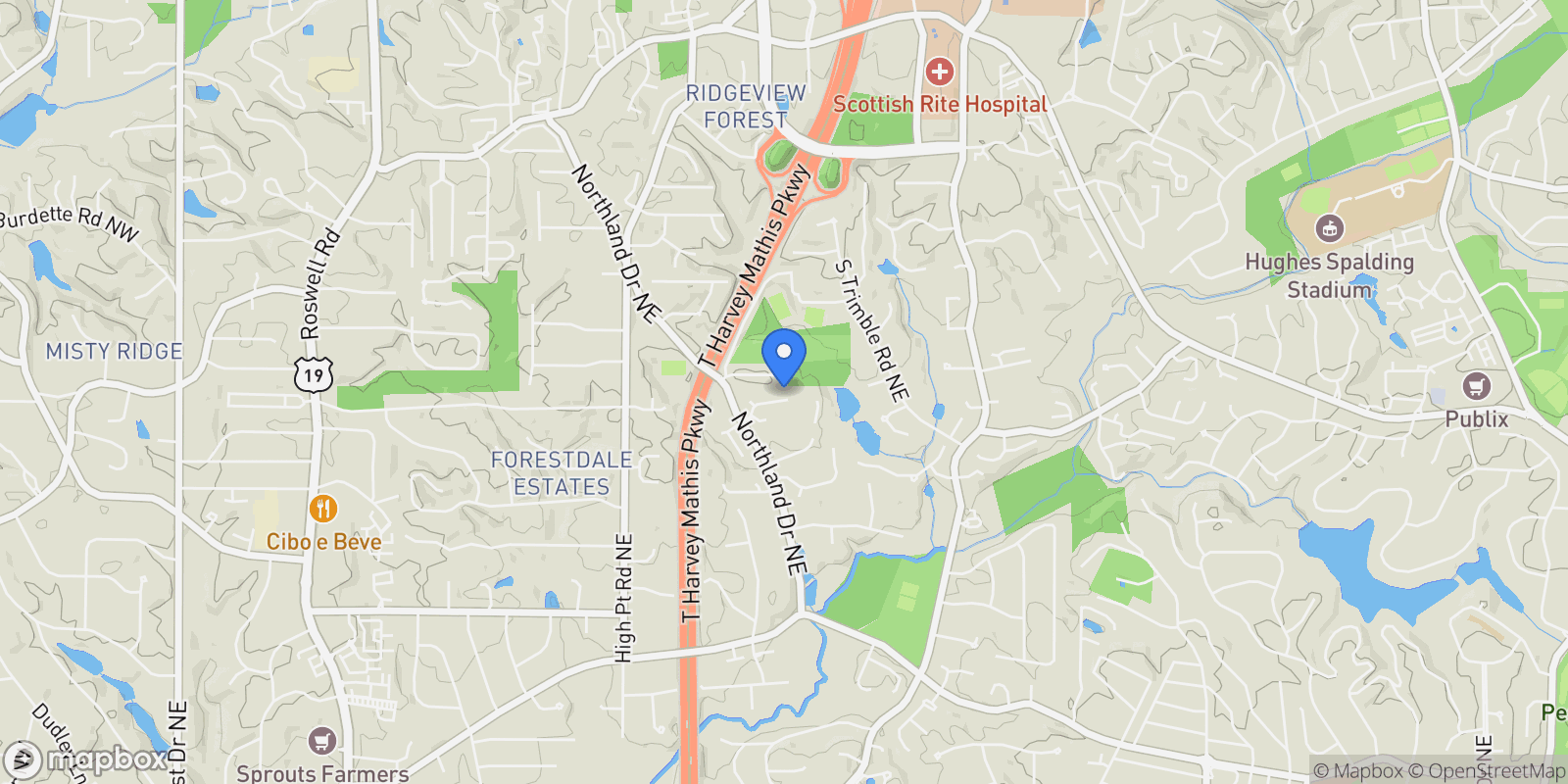 Map showing 200 Morgan Farm Drive, Atlanta, GA 30342, Atlanta, Georgia, United States.