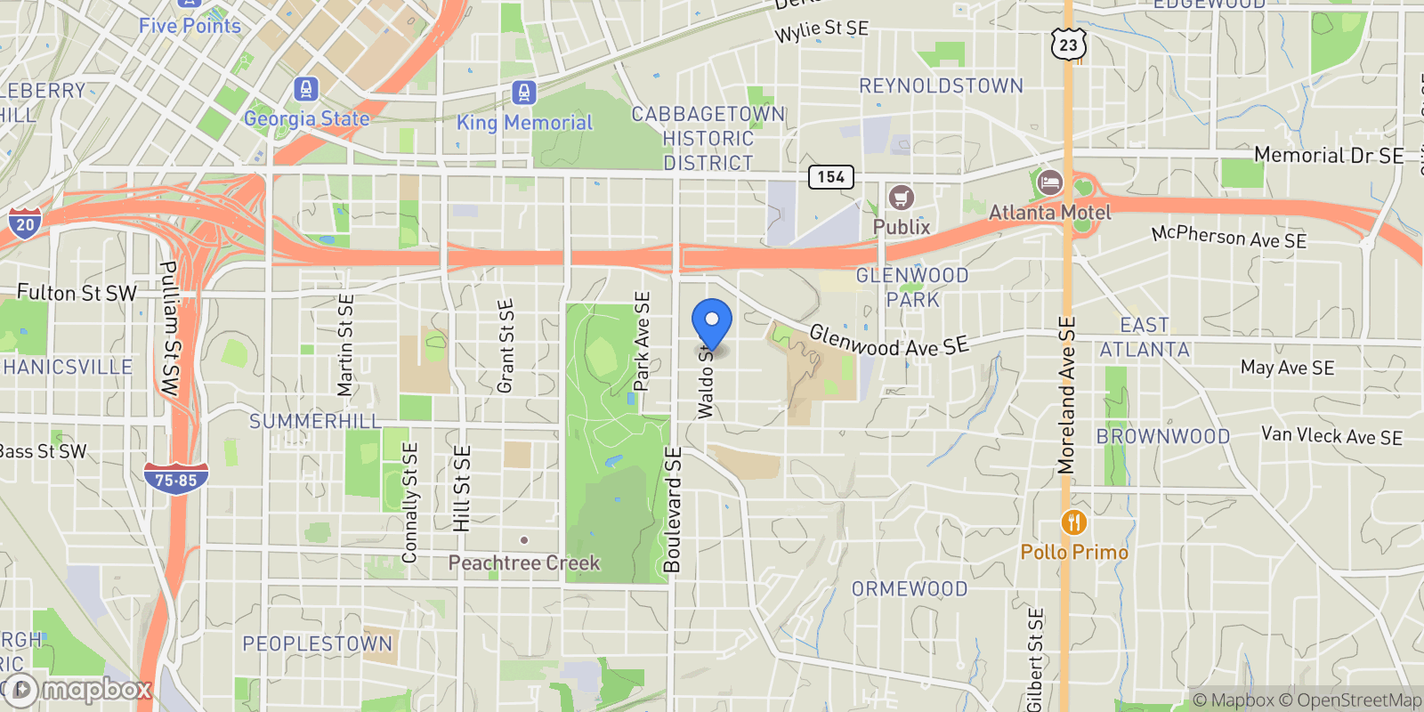 Map showing 546 Waldo Street SE, Atlanta, GA 30312, Atlanta, Georgia, United States.