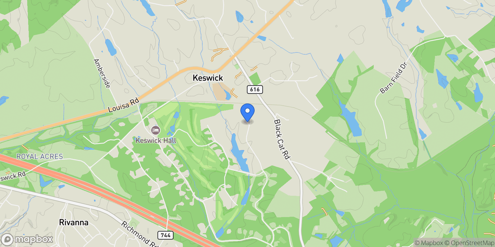 Map showing 2863 Palmer Dr, Keswick, VA 22947, Keswick, Virginia, United States.