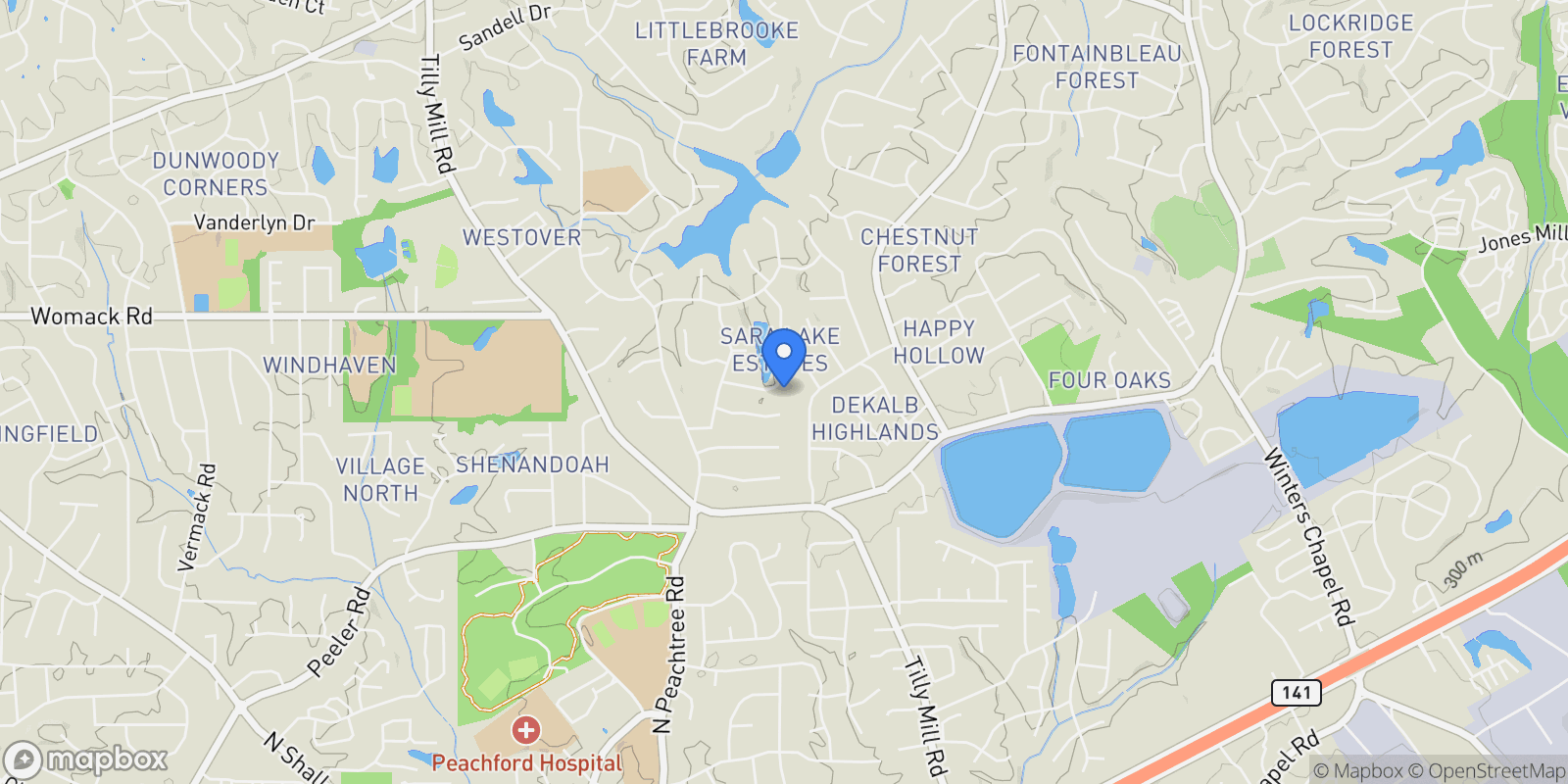 Map showing 2363 LEISURE LAKE, Atlanta, GA 30338, Dunwoody, Georgia, United States.