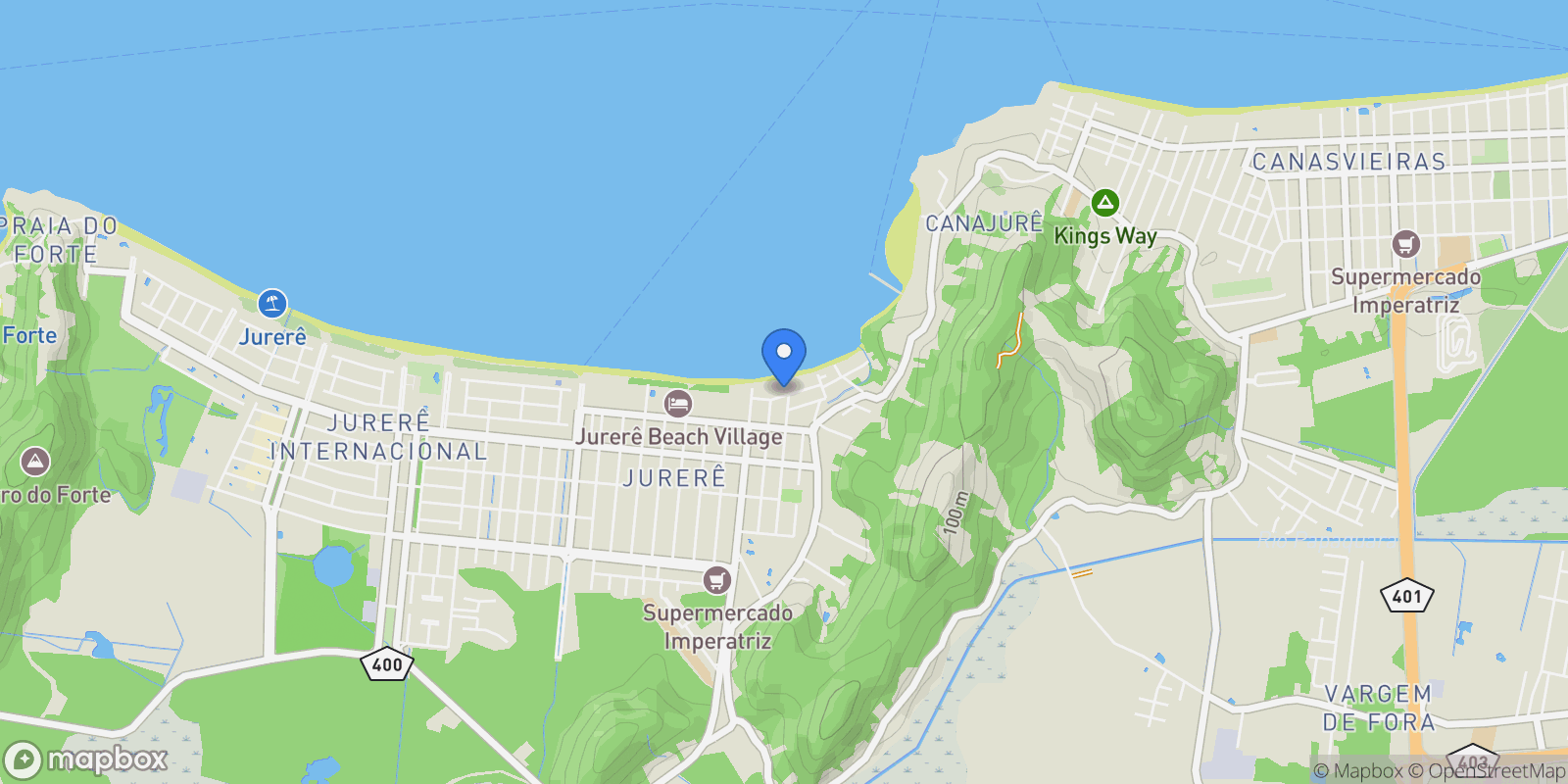Map showing Florianópolis, Jurere Leste, State of Santa Catarina, Brazil.