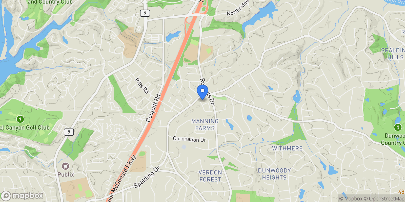 Map showing 1120 Whitehall Pointe, Atlanta, GA 30338, Atlanta, Georgia, United States.