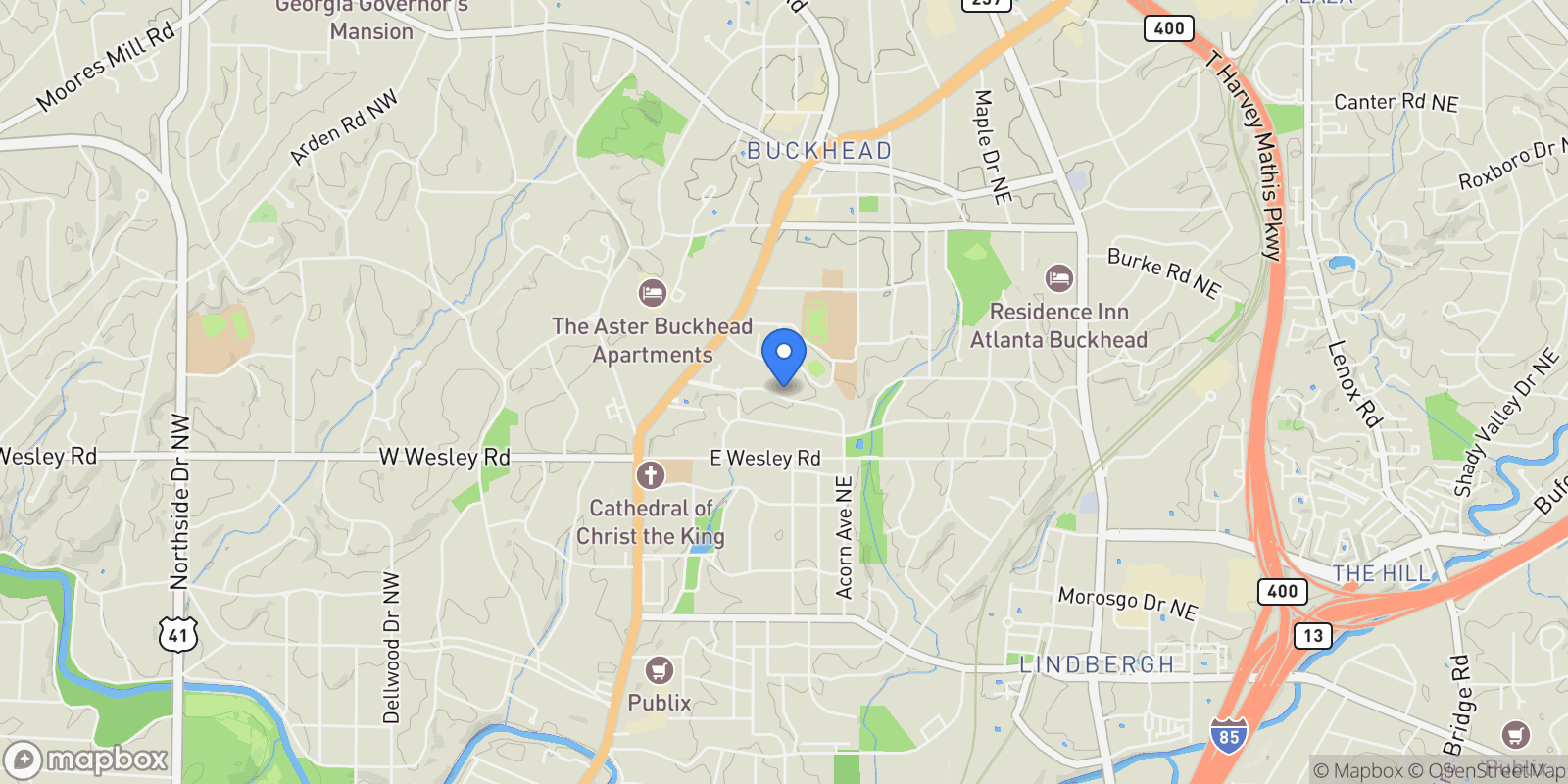 Map showing 190 Rumson Road NE, Atlanta, Georgia, United States.